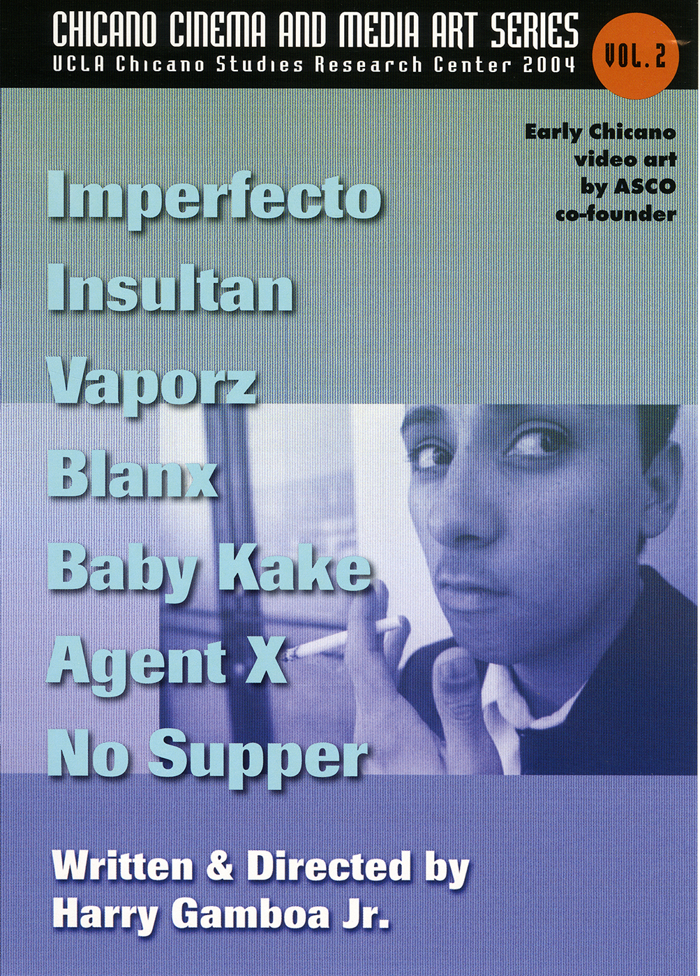 DVD cover with a light blue background and film still of a young man holding a cigarette looking to the side, with shorts titles on the left.