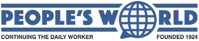 People's World logo in blue text with a globe within the publication's name on a white background.