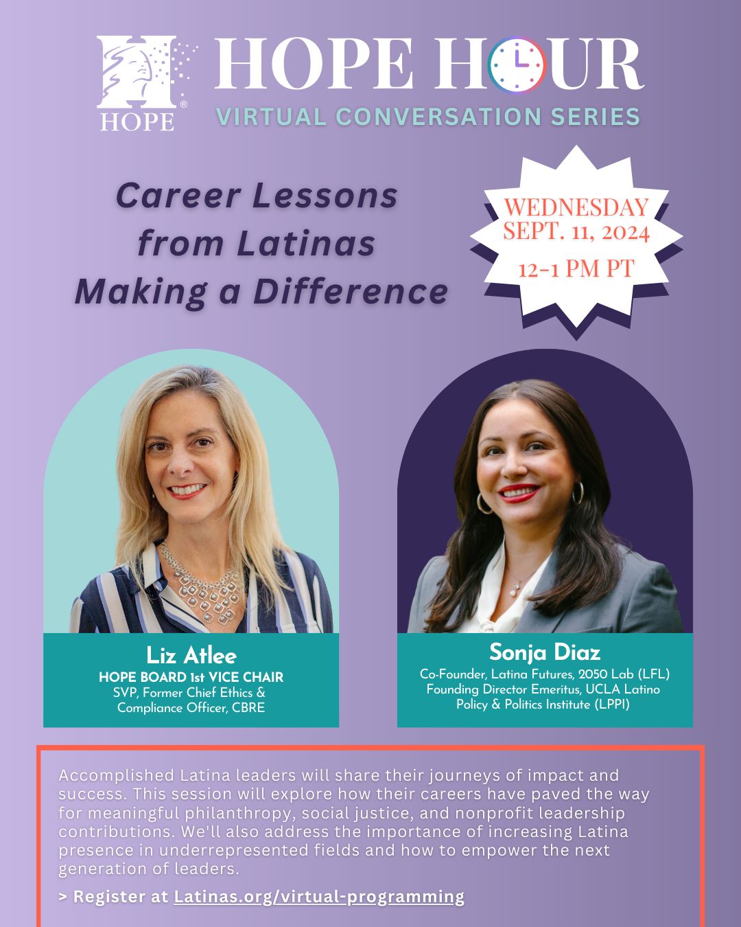 Panel: “HOPE Hour: Career Lessons from Latinas Making a Difference”