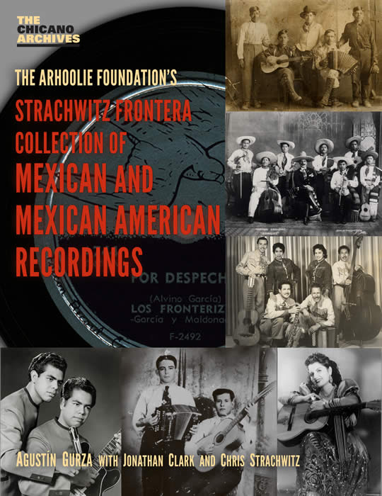 Book cover with a collage of six black and white photos of musicians, a vinyl record, and red and yellow title text.