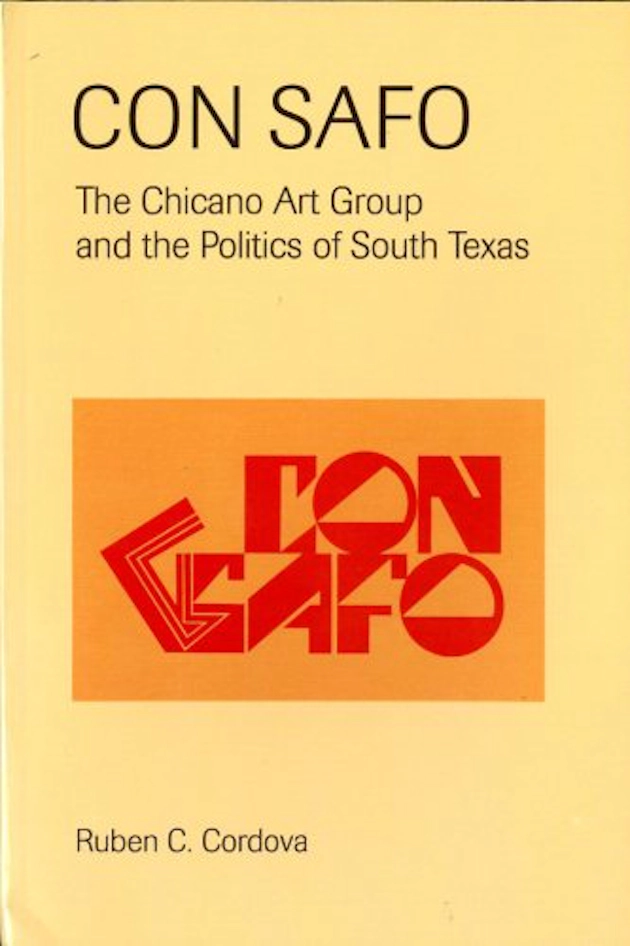 Yellow Con Safo book cover with black text and a red and orange geometric Con Safo logo in the center.