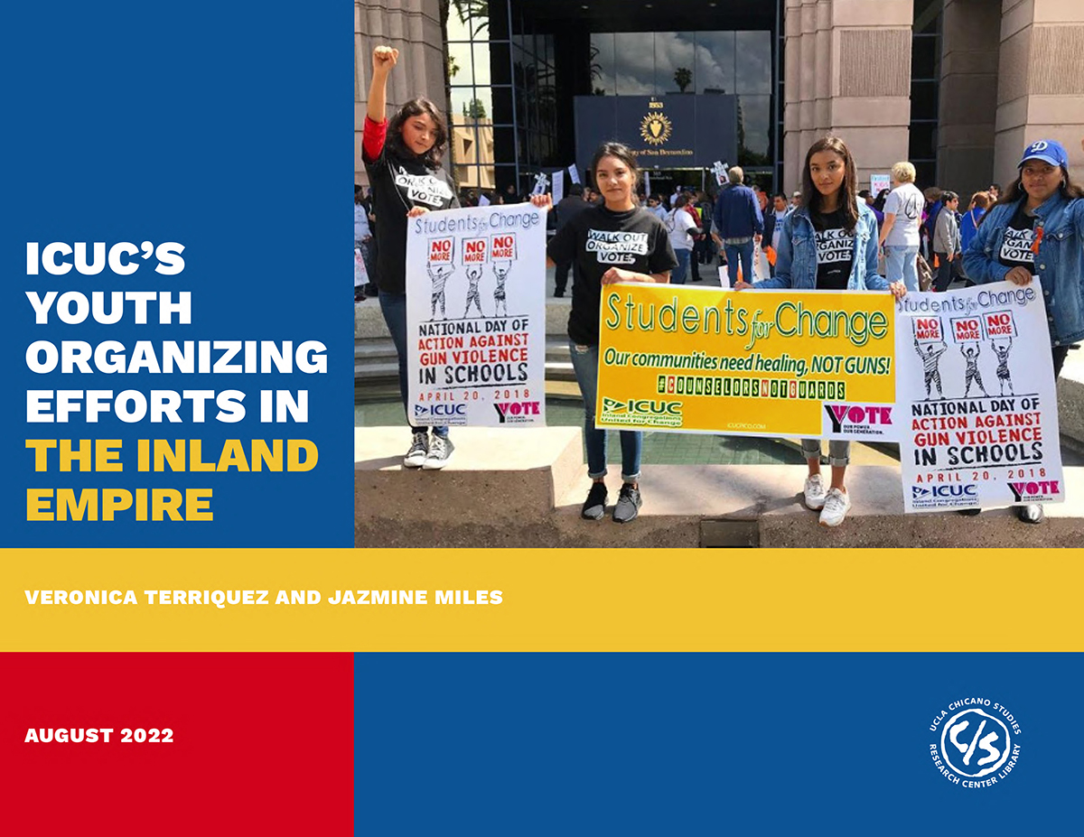 Blue, yellow, and red report cover showing a photo of four young people outside a building holding Students 4 Change and voting rights signs.