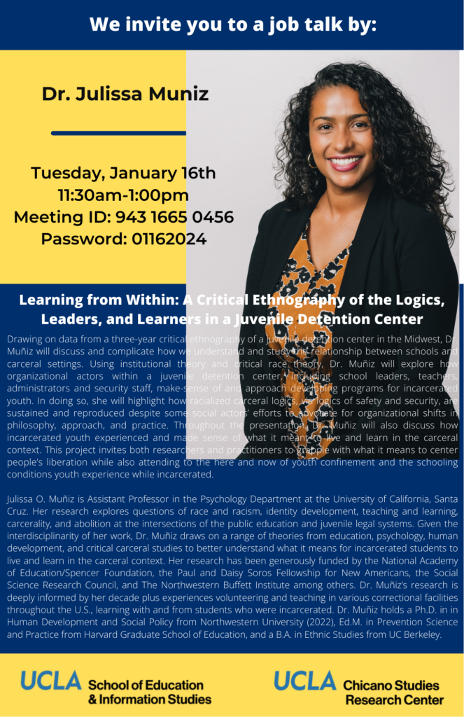 Flyer for Julissa Muniz Talk