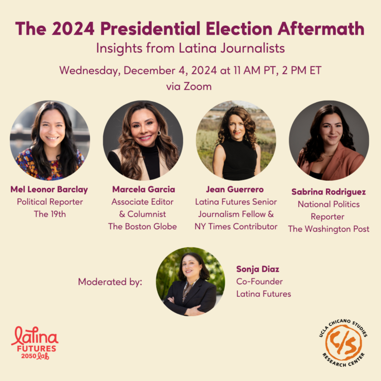 Panel: "The 2024 Presidential Election Aftermath: Insights from Latina Journalists", flyer