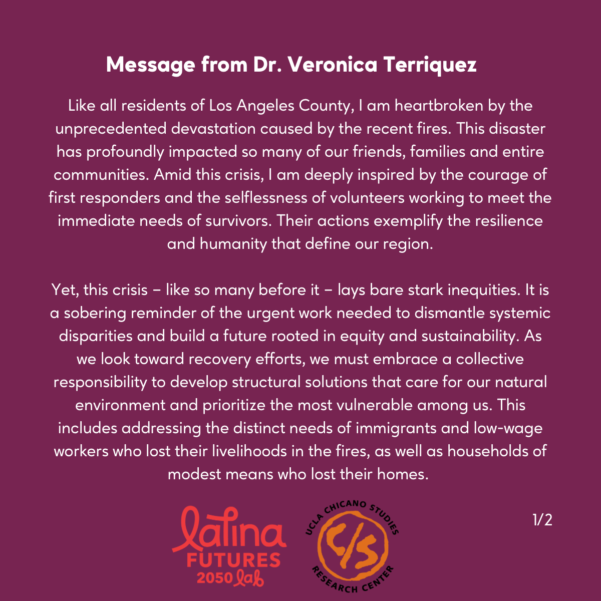 A Message from the CSRC Director Regarding the Recent Fires in the Los Angeles Region