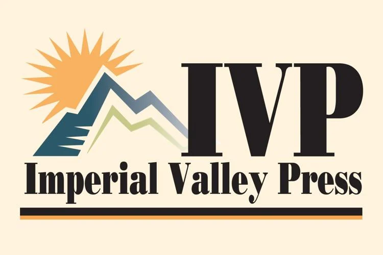 Imperial Valley Press logo with large IVP letters, with an illustration of mountains and a rising sun.