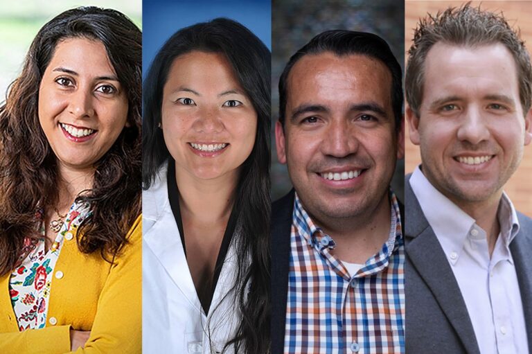 Four individual faculty headshots arranged side by side.