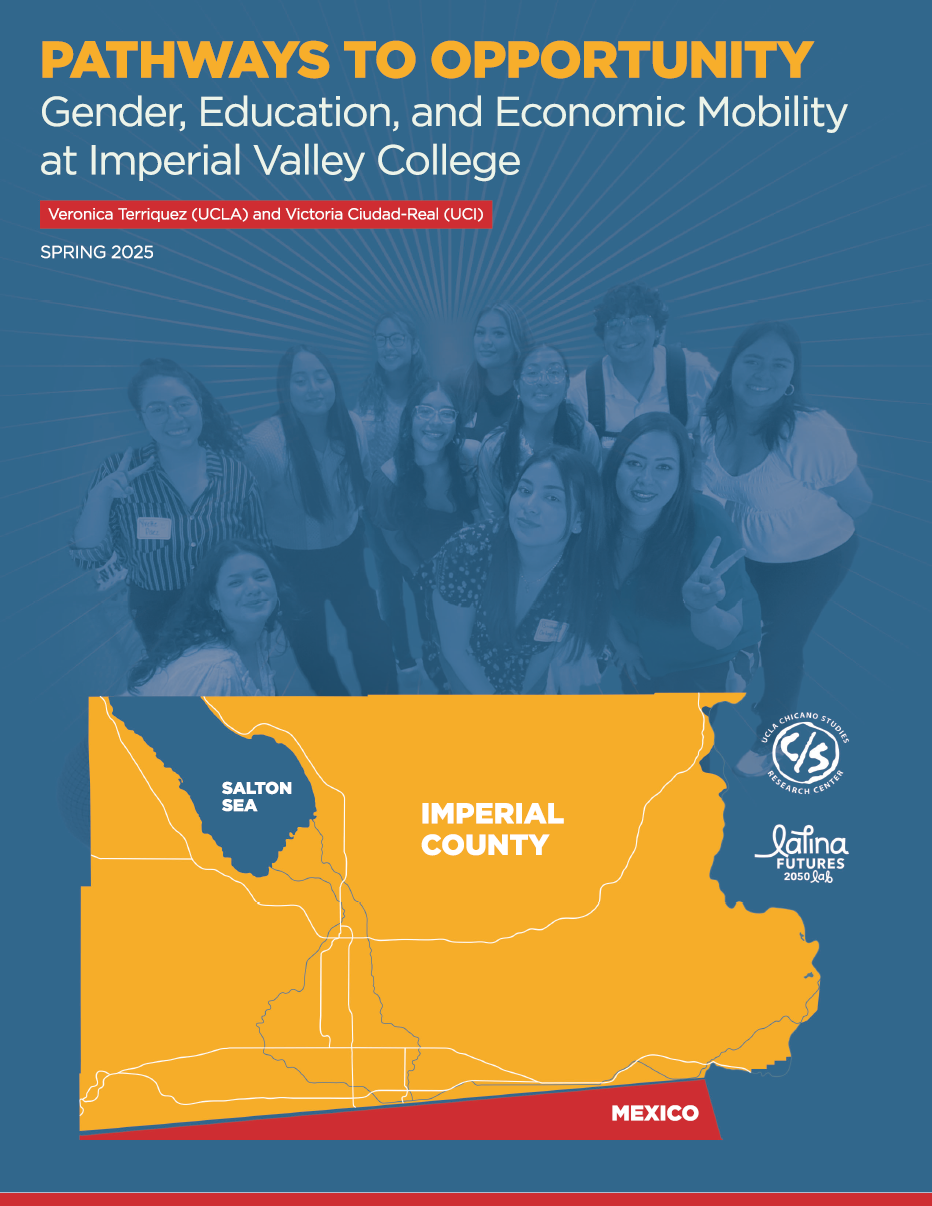 Dark blue report cover with a photo of Imperial Valley College students and an illustrated map of Imperial County, the Salton Sea, and Mexico.