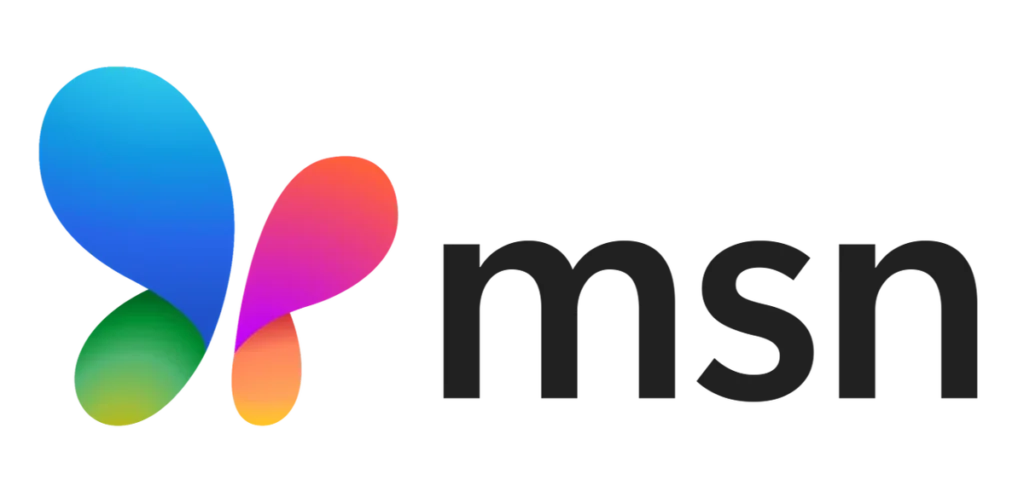 MSN logo with a multicolored butterfly-shaped symbol next to black lowercase letters.
