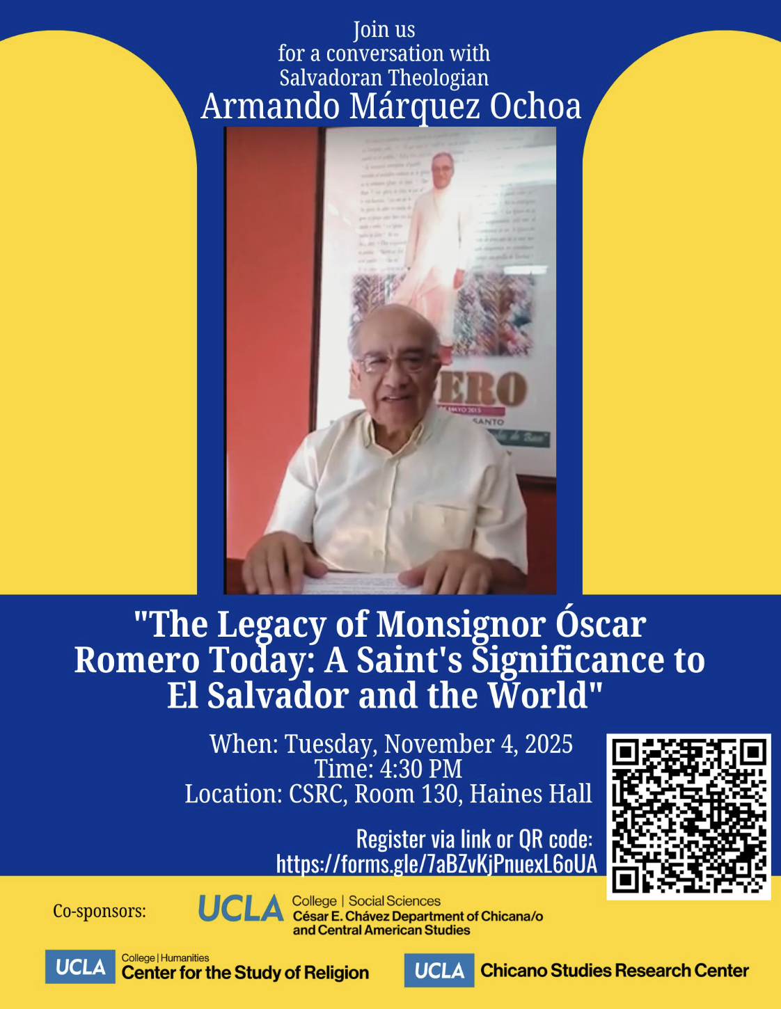 Talk: Armando Marquez Ochoa Presents “The Legacy of Monsignor Óscar Romero Today”