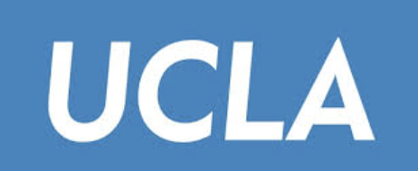 UCLA logo with large white text on a blue background.