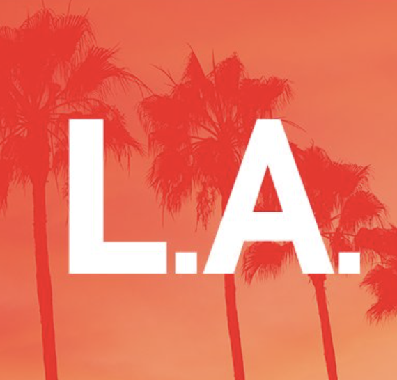 L.A. logo red background