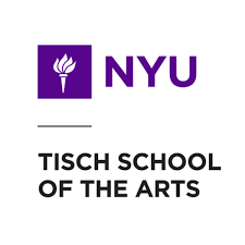 NYU Tisch School of the Arts logo featuring purple NYU text and torch symbol with black text on a white background.