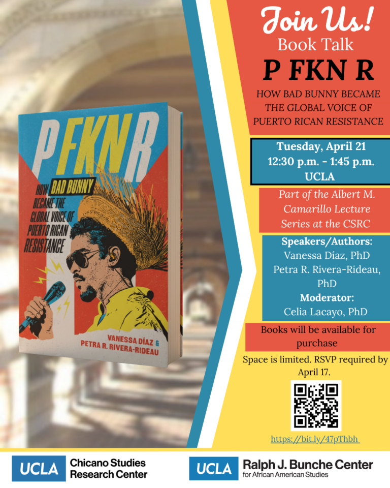 P FKN R book talk flyer with vibrant colors showing a book cover, event details, speaker names, and a QR code.